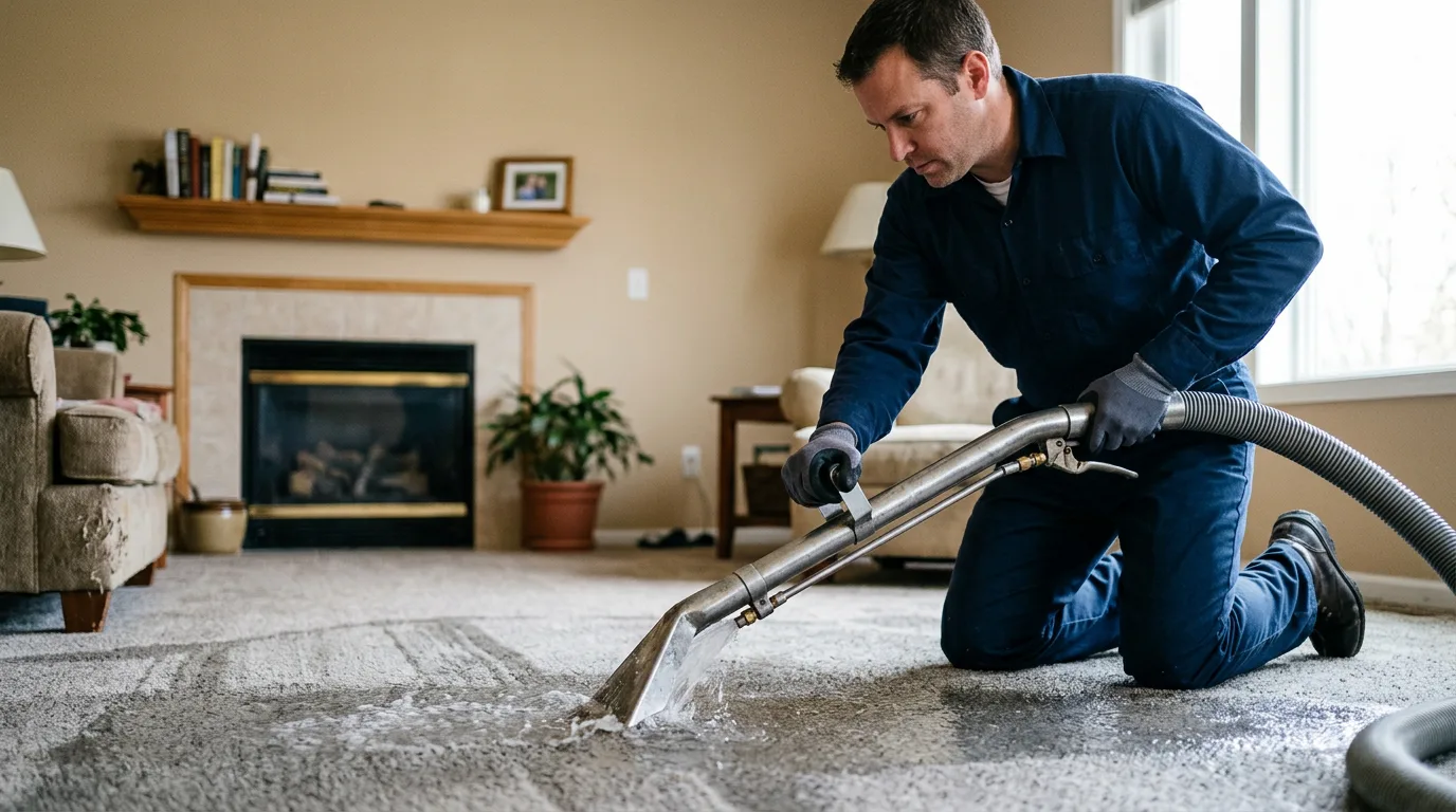 Water damage restoration technician working near Richford, NY